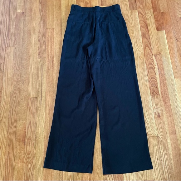 Zara High Waisted Full Length Straight Trouser Pants Black 7385/499 - Picture 8 of 14